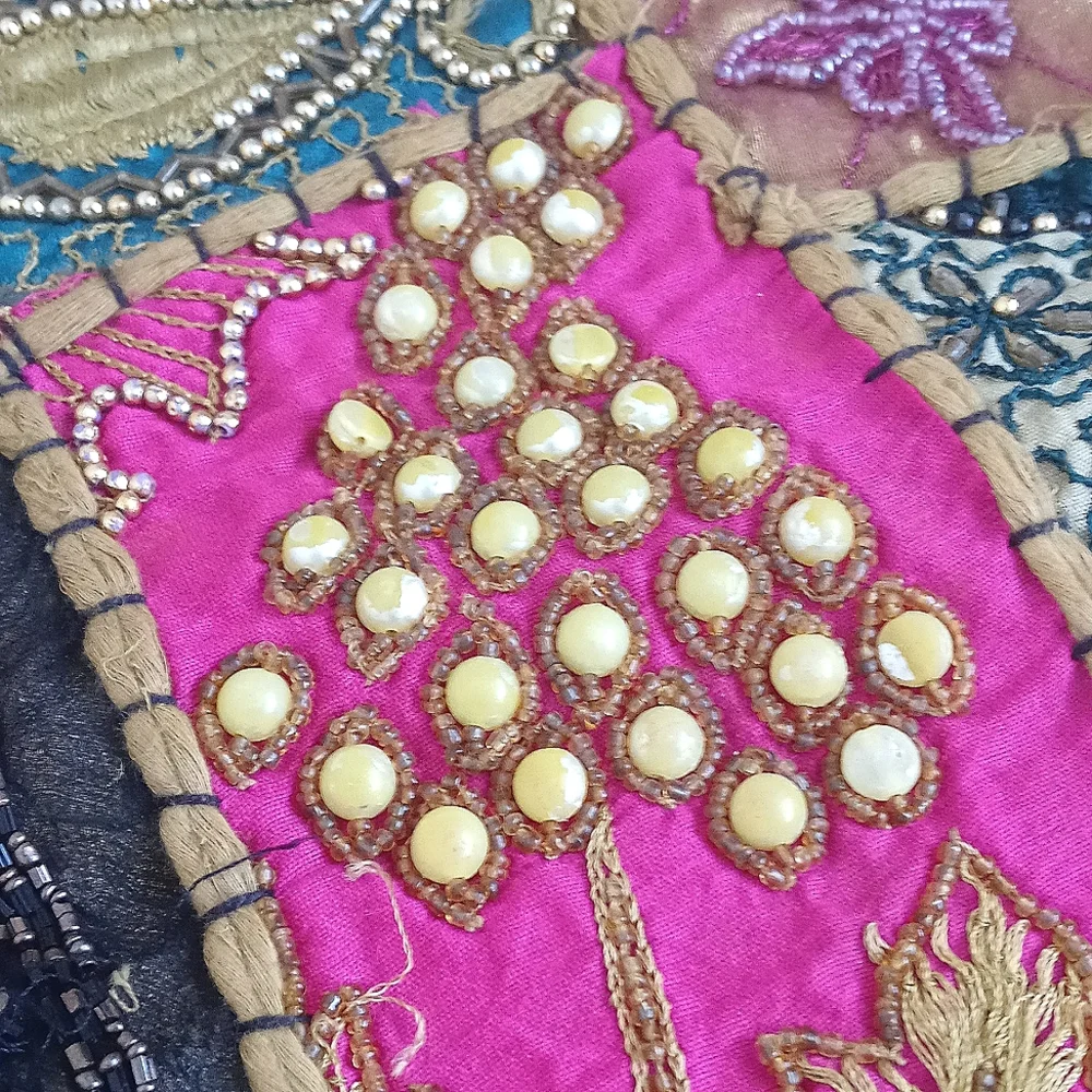 Antique Vintage Patchwork Quilt Wall Hanging From India 36”x38”